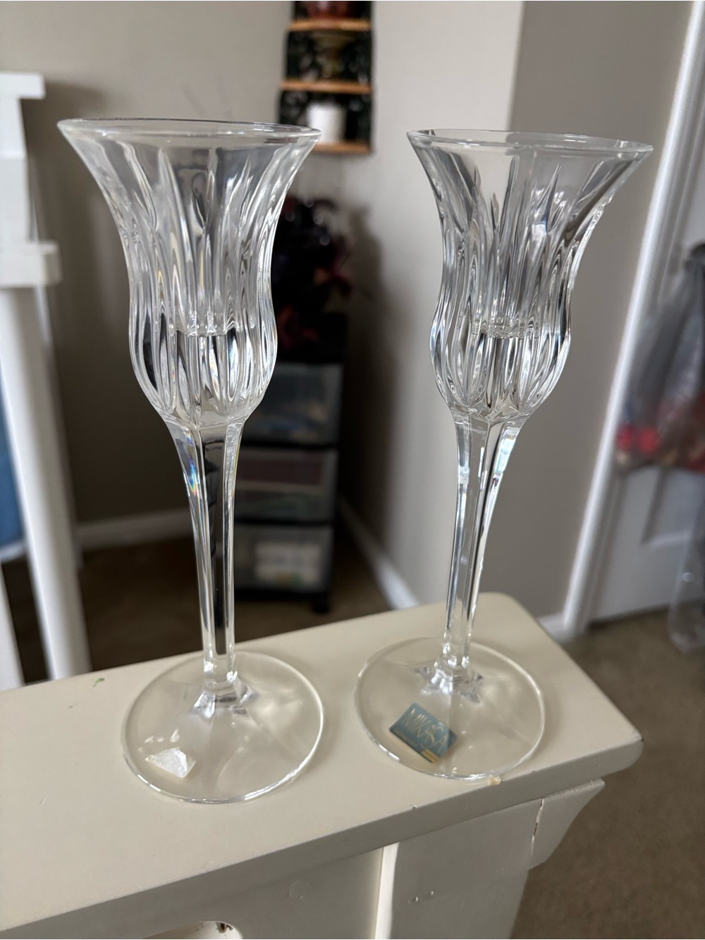 Mikasa Clear Crystal Pair of candle holders